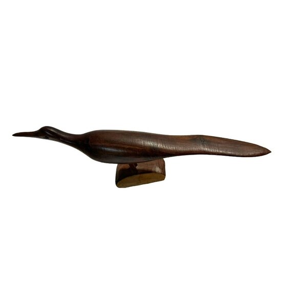 Shorebird Roadrunner Decoy Hand Carved Natural Wood Sculpture Decorative USA - Picture 8 of 8
